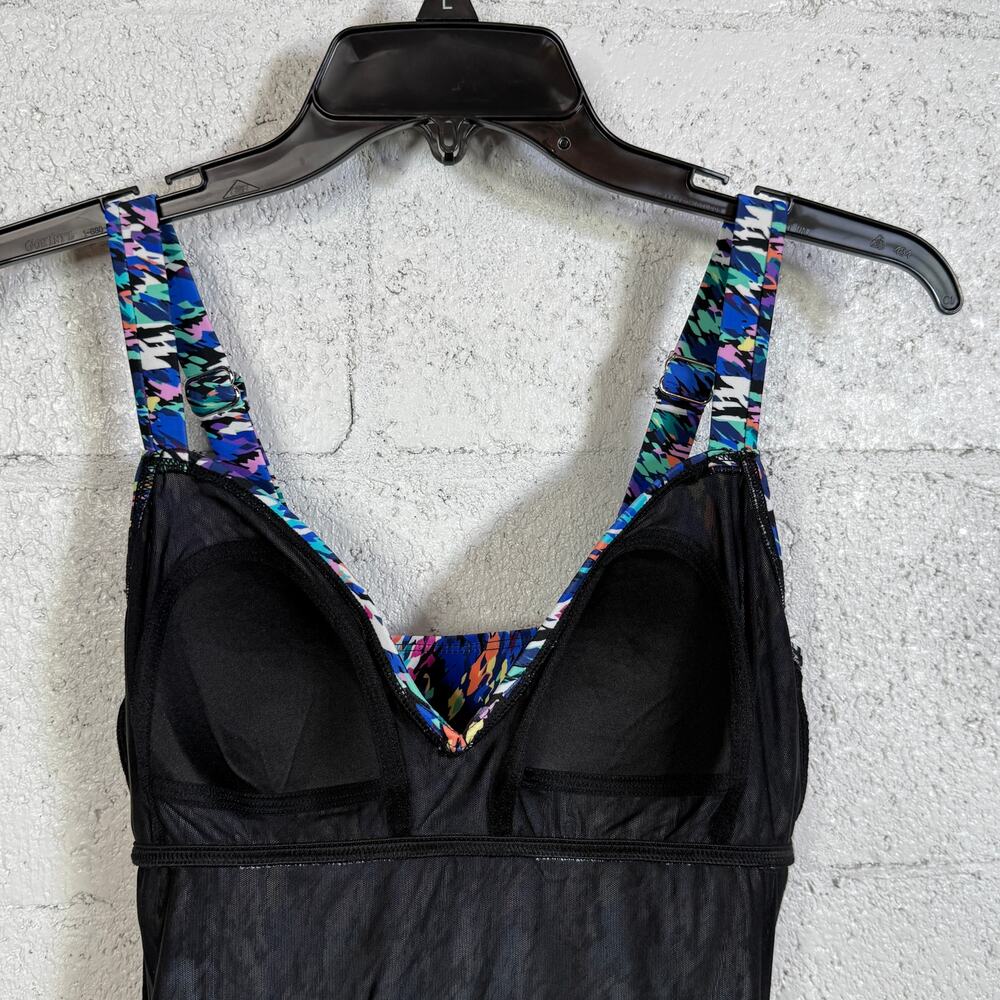 Swim Solutions Women's Printed Tiered Fauxkini 1pc swimsuit Rainbow Rain 8 $102 - Picture 7 of 10